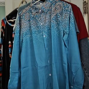 Lady's Blue Patterned Shirt
